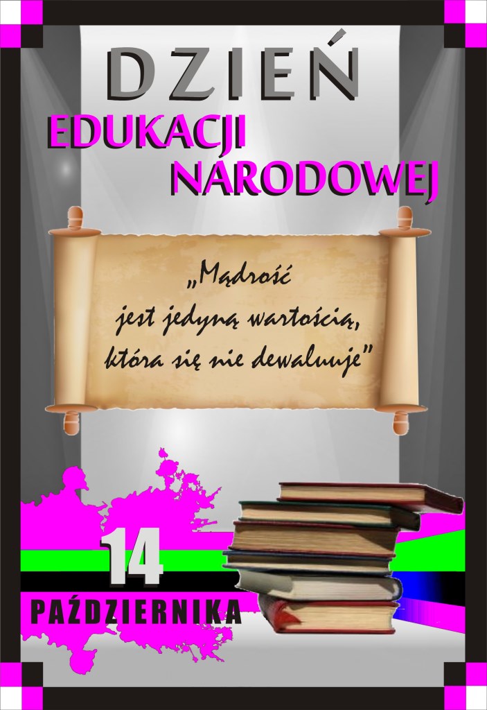 Kolorowa kartka przypominająca, że 14 październik to dzień Edukacji Narodowej